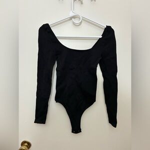 Free People x Intimately Black Long-Sleeve Scoop Neck Bodysuit Size M/L